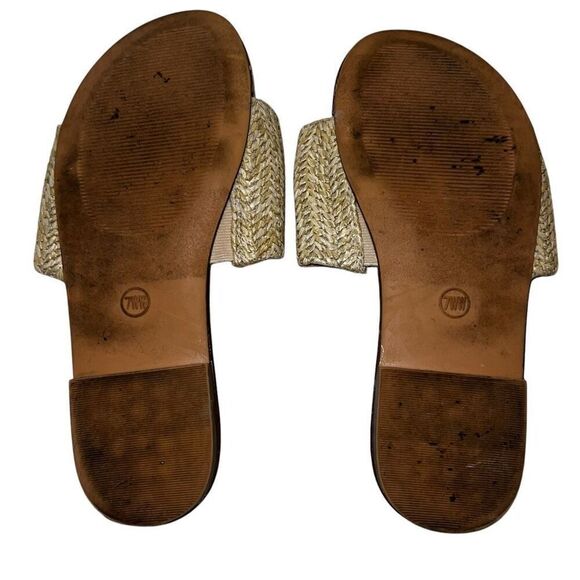 Torrid Womens Size 7W Natural Raffia Slide Woven Sandals Brown Tan Open Toe - Picture 4 of 4